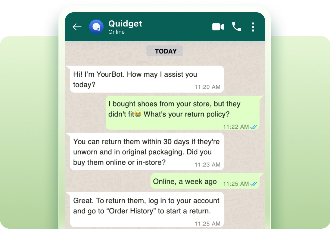 Automate customer chats & inquiries on WhatsApp.