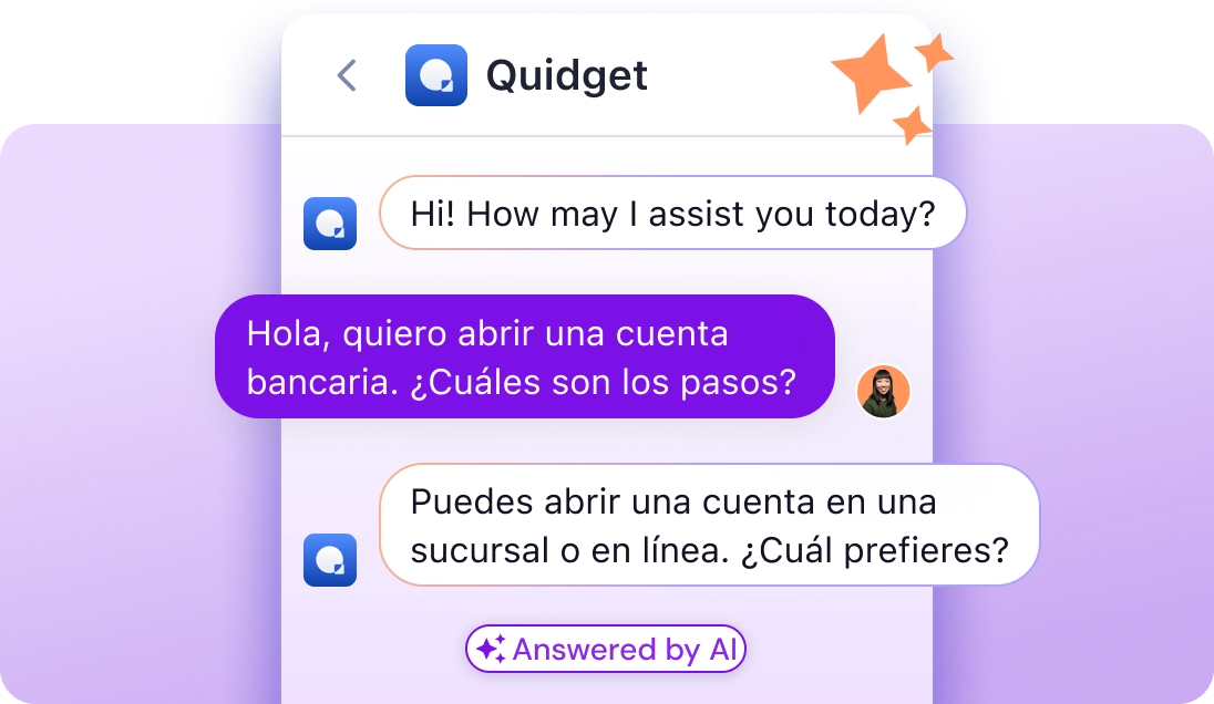 Multi-language Al chatbot to help global users. It speaks fluently in languages like Chinese, French, Spanish, and more – no training required.